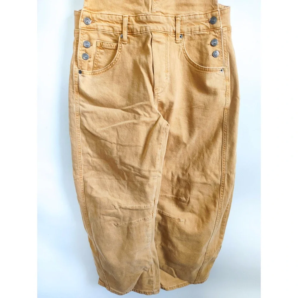 New We The Free People Overalls XS Barrel Leg Good Luck Tan Streetwear Utility